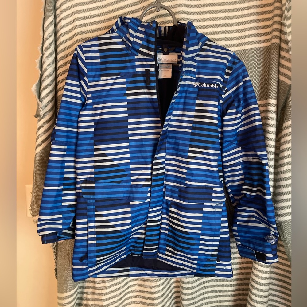 Columbia Blue and‎ White Patterned Full Zip Winter / Skiing Jacket Size M